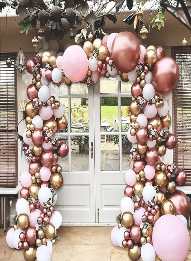 YOURS DECOR مجموعة يورز ديكور المكونة من 56 قطعة من بالونات وردية وذهبية وردية لتزيين حفلات أعياد الميلاد، والاحتفالات السنوية، وحفلات استقبال المولود، وحفلات المنزل. - Image 3